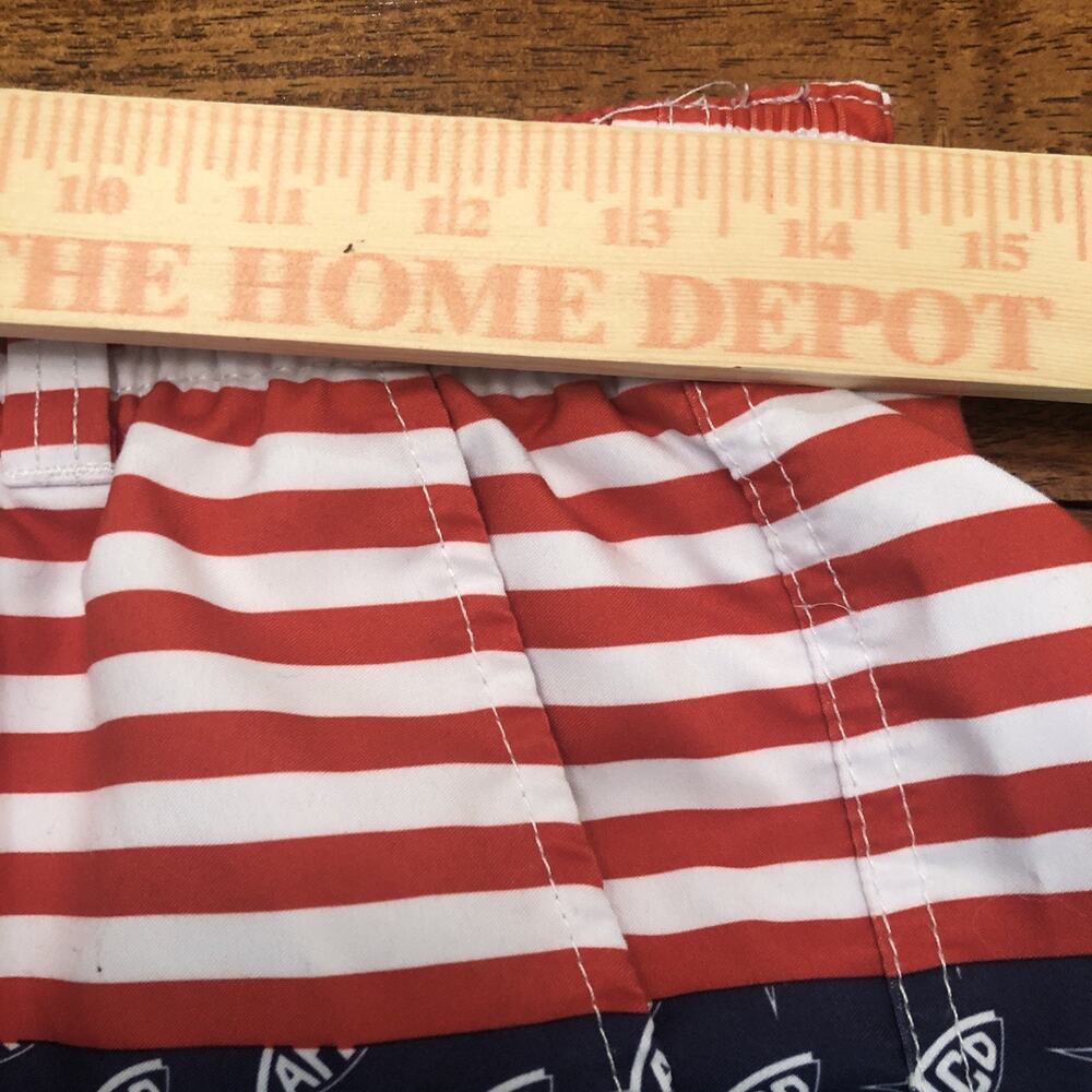 AFTCO Swim Trunks Mens Medium Red White Blue American Flag Swimwear Fishing - Picture 6 of 12